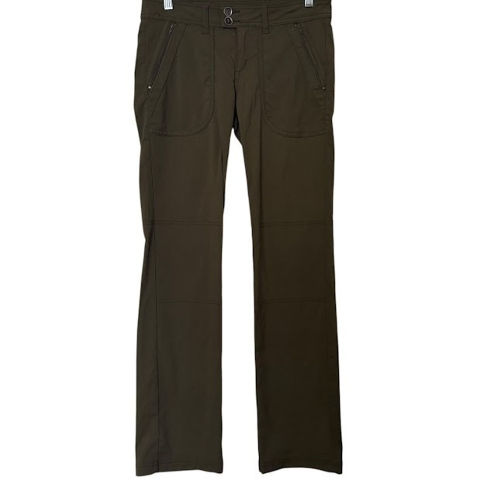 prAna Olive Green Straight Zipper Pocket Nylon Hiking Cargo Pants Womens 4